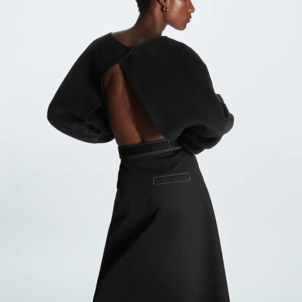 COS Open-Back Wool Bolero Jacket. EUC. Navy. Size M/L - Picture 4 of 9